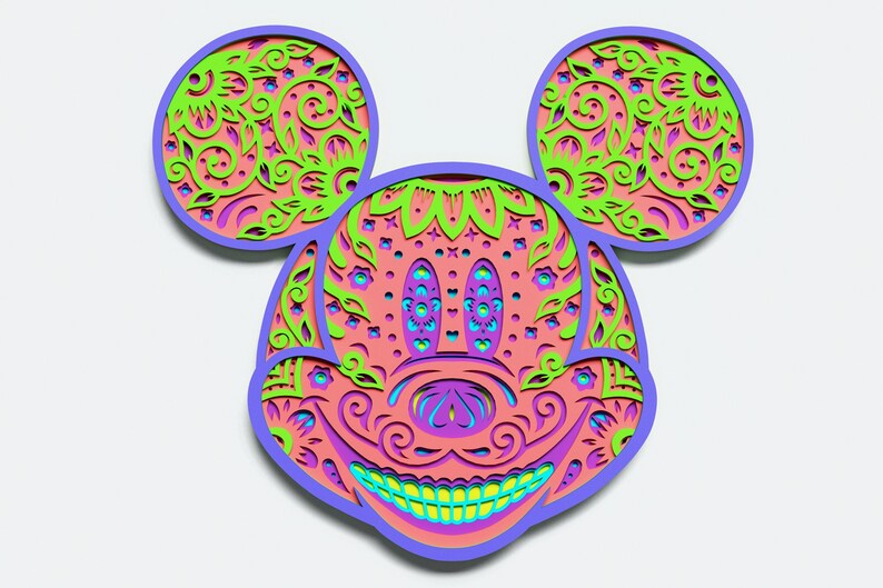 Download Multilayer Mickey Mouse Sugar Skull Mandala DXF SVG Vector ...
