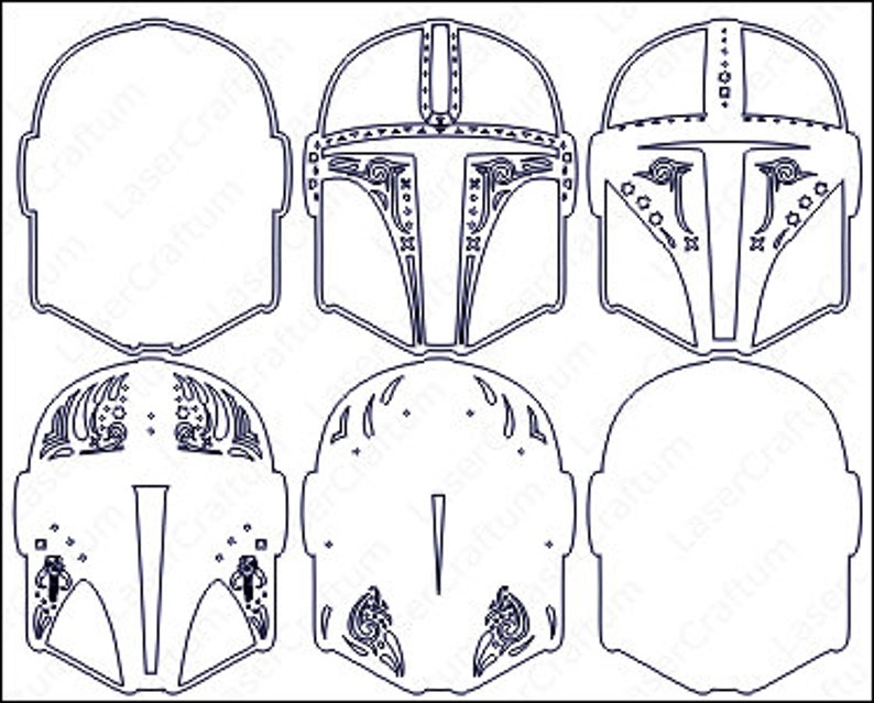 Download Multilayer Star Wars Helmet Mandala DXF SVG Vector Star ...