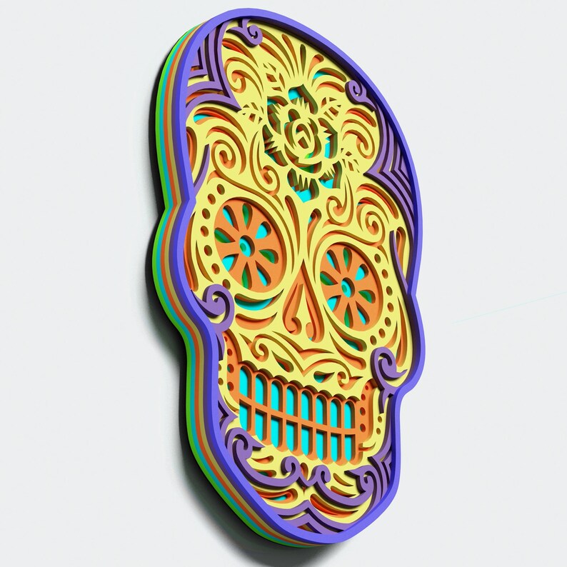 Download Multilayer Sugar Skull Mandala S2 DXF SVG Vector Mexican ...