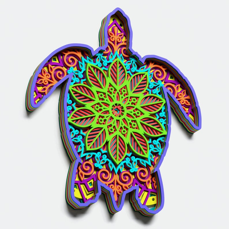 Download 3D Mandala Turtle Svg - Layered SVG Cut File
