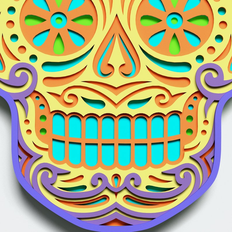 Download Multilayer Sugar Skull Mandala S2 DXF SVG Vector Mexican | Etsy