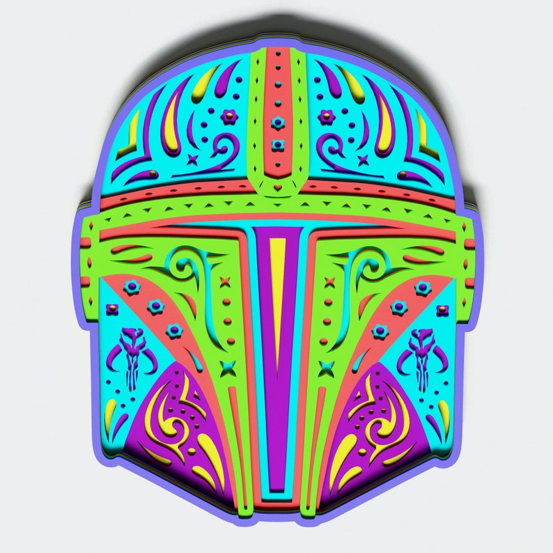 Download Multilayer Star Wars Helmet Mandala DXF SVG Vector Star ...