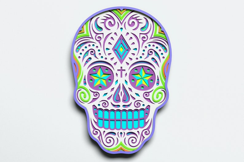 Download Multilayer Sugar Skull Mandala S6 DXF SVG Vector Mexican ...