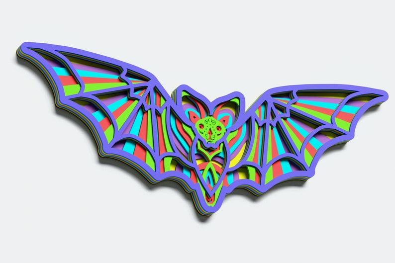 Download Multilayer Bat Mandala DXF SVG Vector Halloween Bat ...