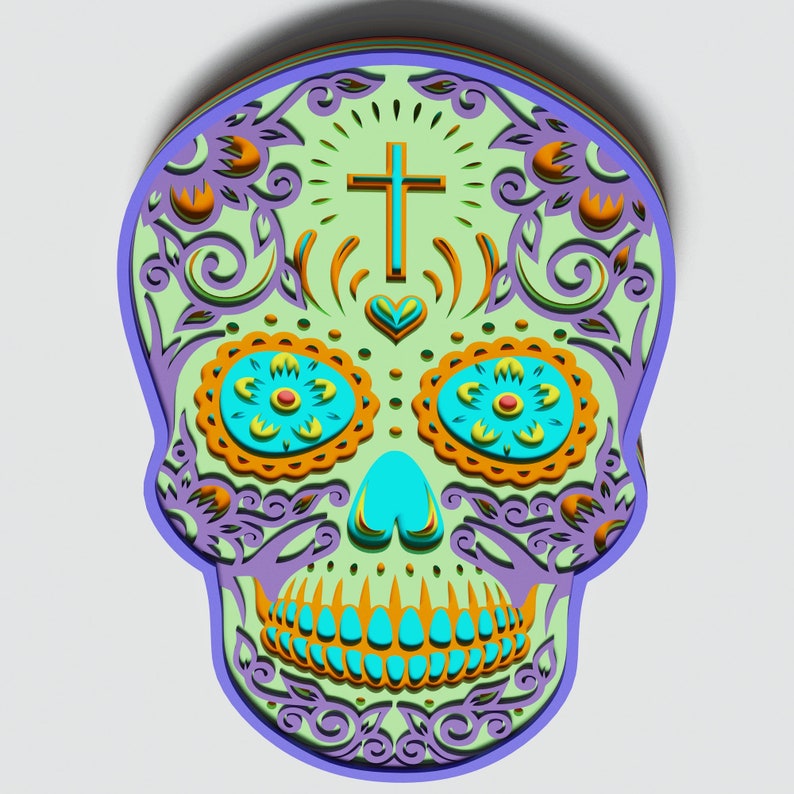 Download Multilayer Sugar Skull Mandala S1 DXF SVG Vector Mexican ...