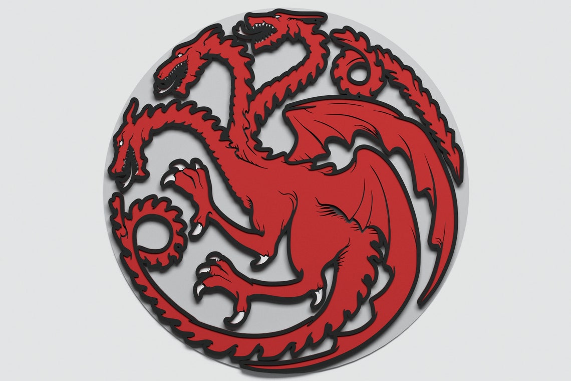 Multilayer House Targaryen Sigil Design DXF SVG Vector Game | Etsy