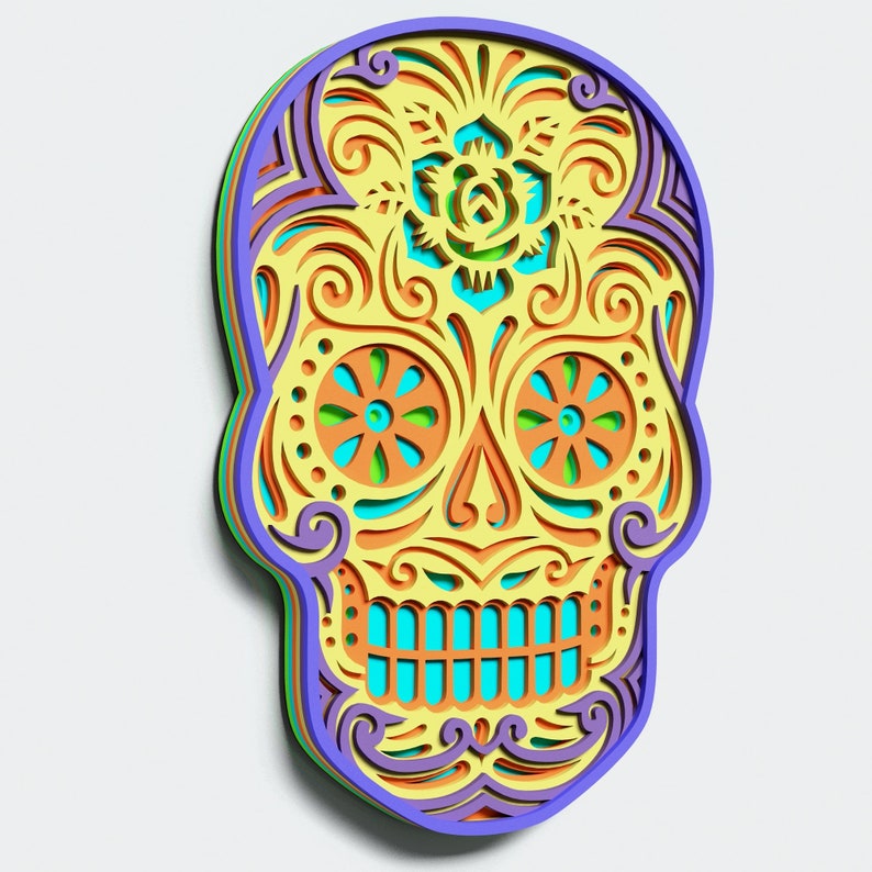 Download Multilayer Sugar Skull Mandala S2 DXF SVG Vector Mexican ...