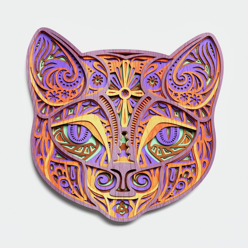 Download Multilayer Cat Mandala DXF SVG CDR Vector Mandala file for ...