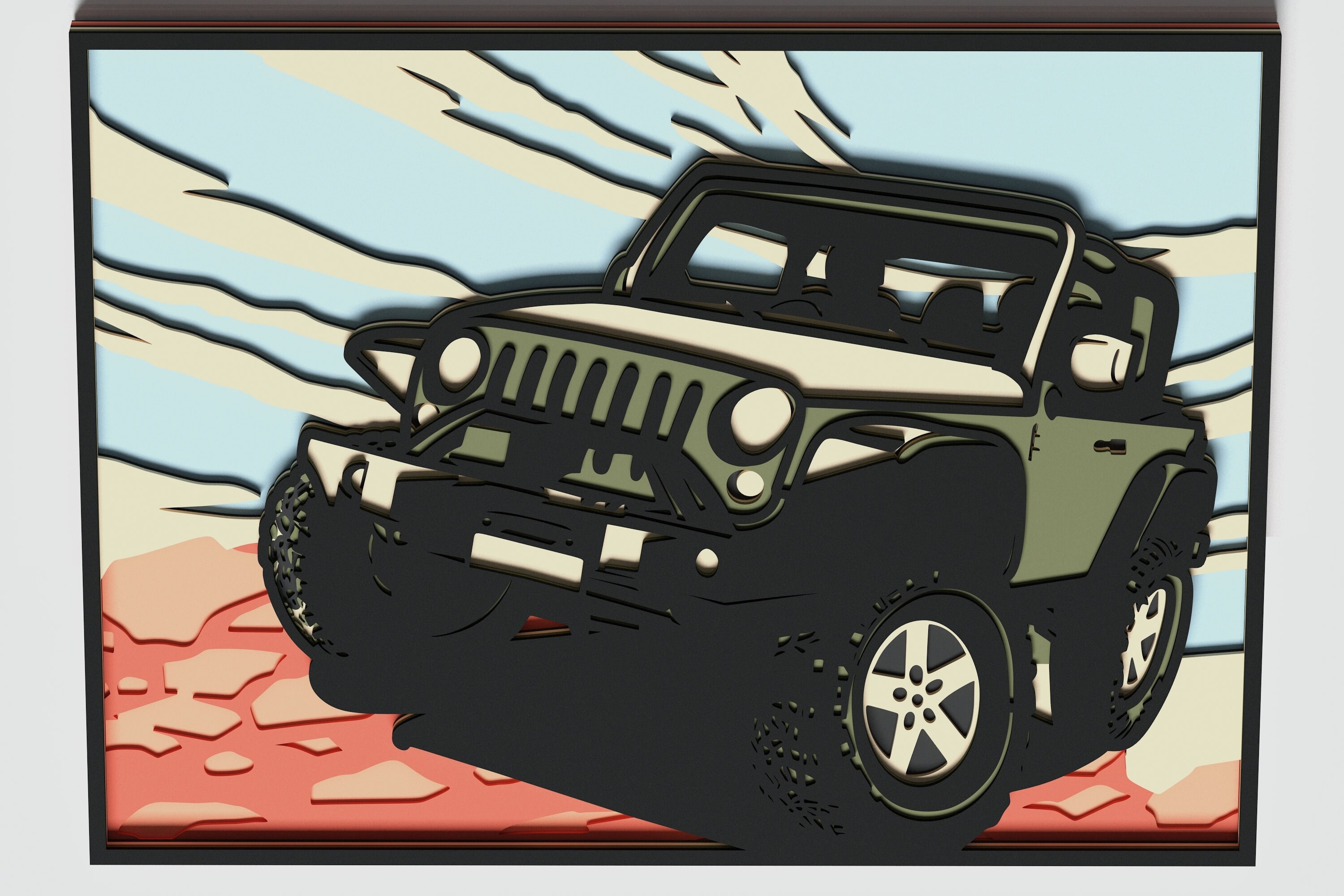 Download Multilayer Jeep Design DXF SVG Vector Jeep Mandala file for | Etsy