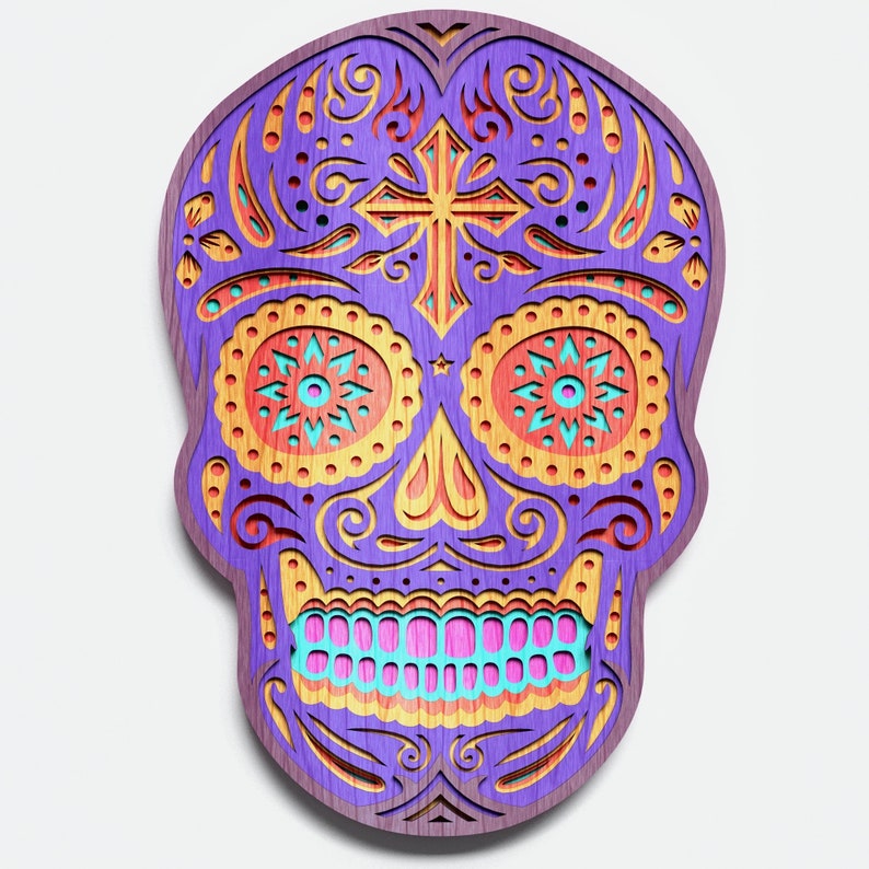 Download Multilayer Sugar Skull Mandala S5 DXF SVG Vector Mexican ...
