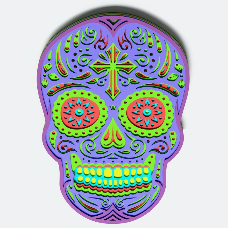 Download Multilayer Sugar Skull Mandala S5 DXF SVG Vector Mexican ...
