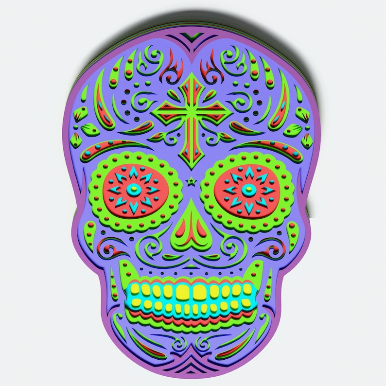 Download Multilayer Sugar Skull Mandala S5 DXF SVG Vector Mexican ...