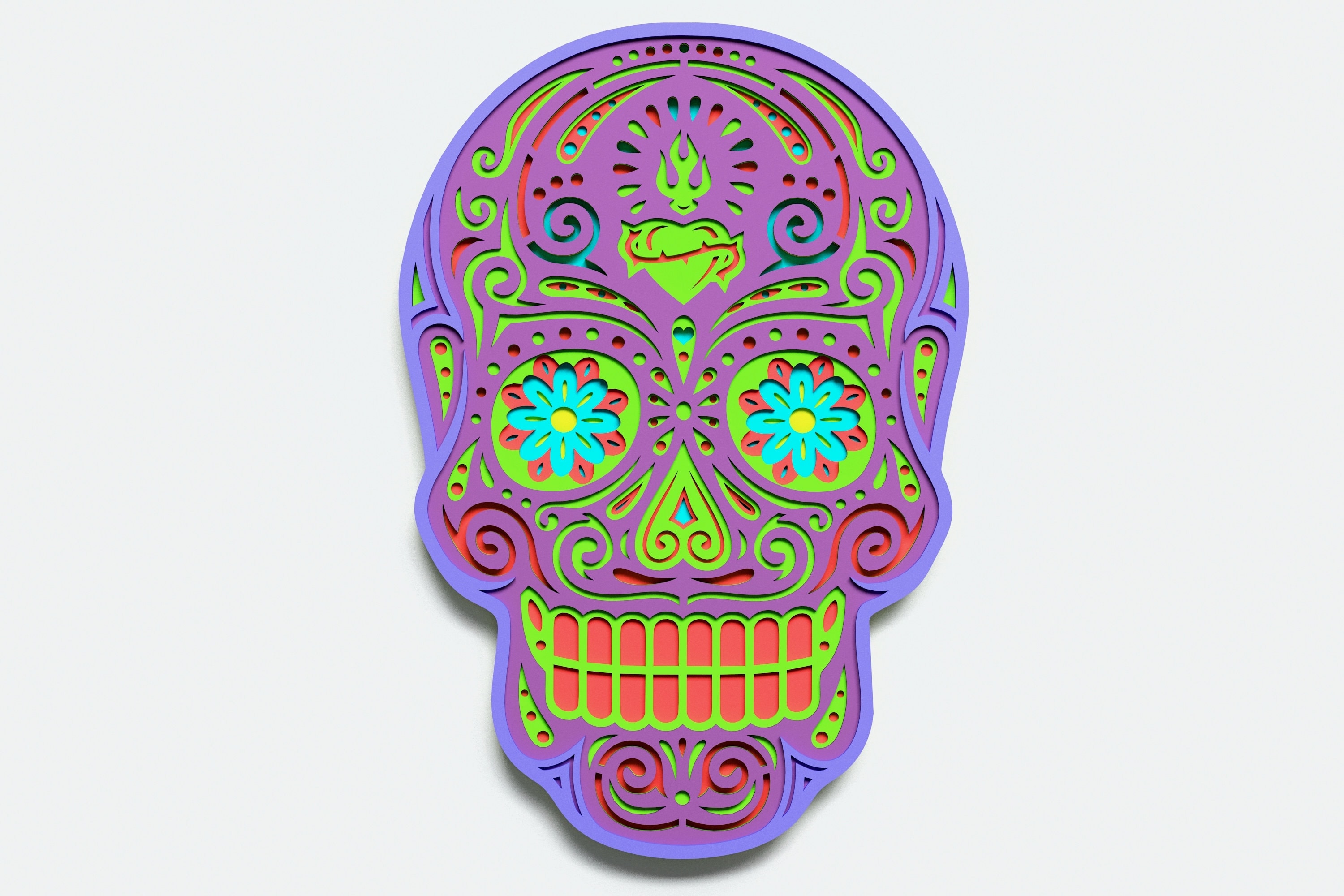 Download Multilayer Sugar Skull Mandala S4 DXF SVG Vector Mexican ...