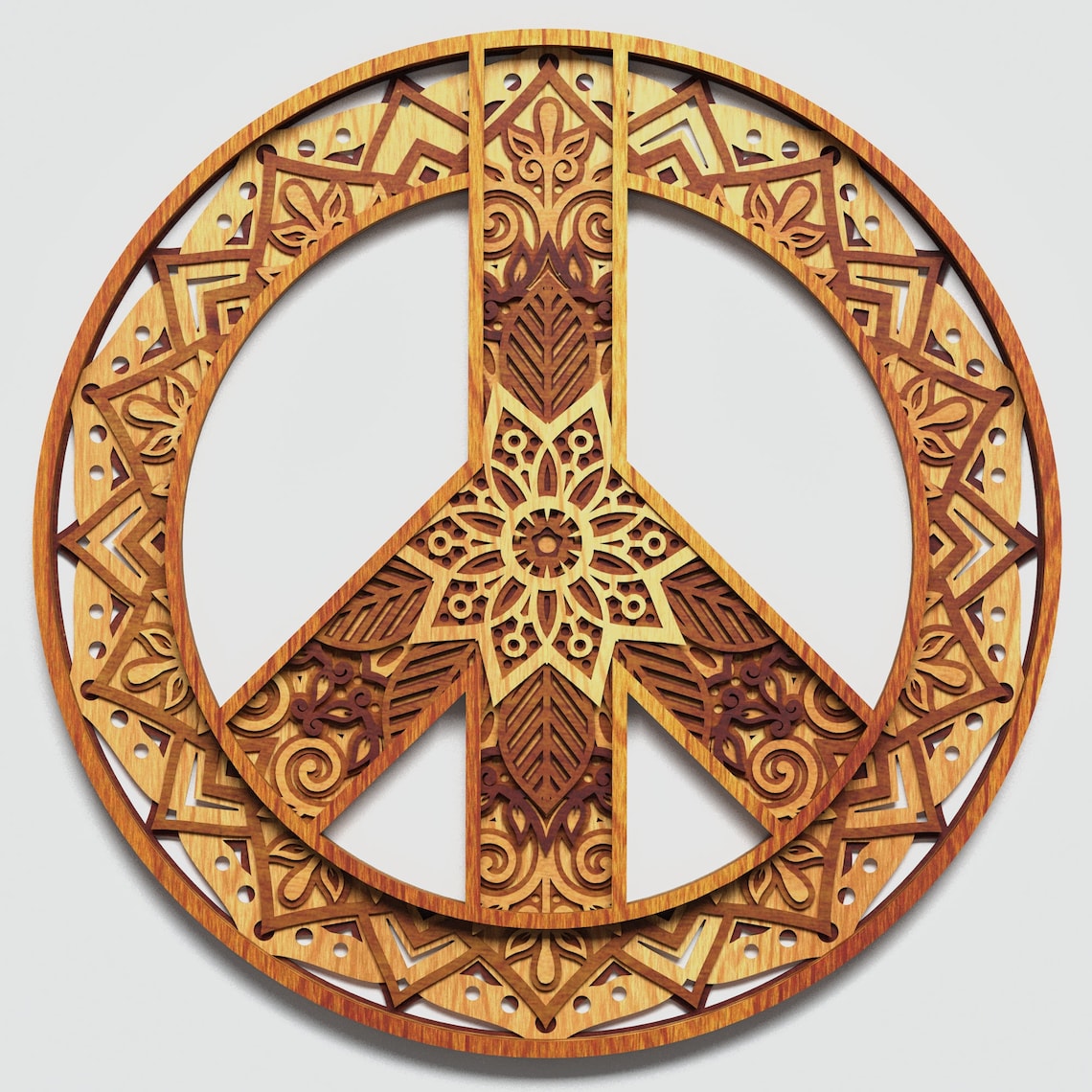 Multilayer Peace Sign Mandala svg DXF SVG CDR Vector | Etsy