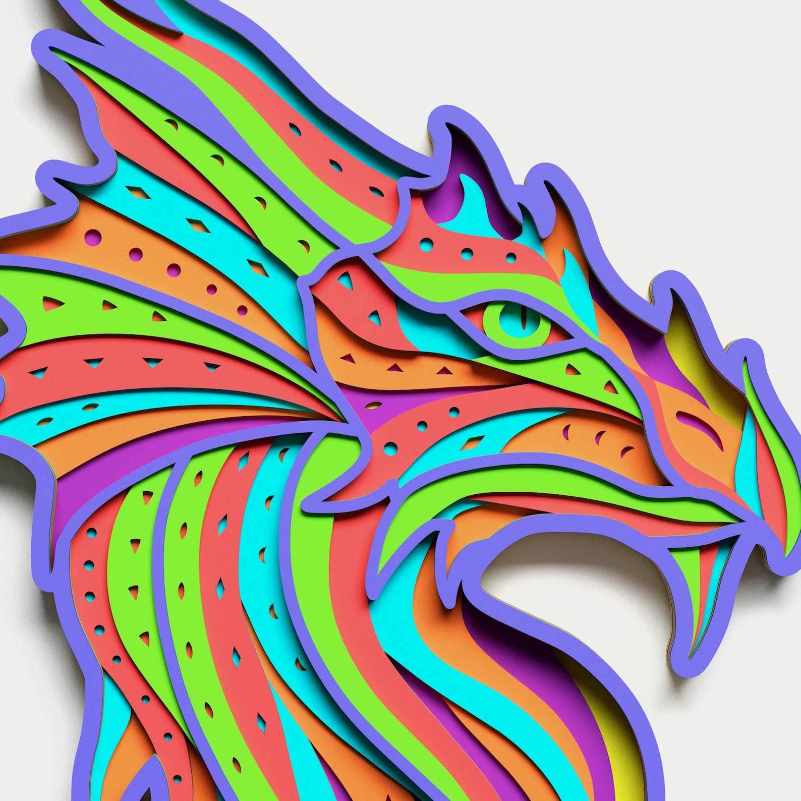 Multilayer Dragon Mandala DXF SVG Vector Mandala file for | Etsy
