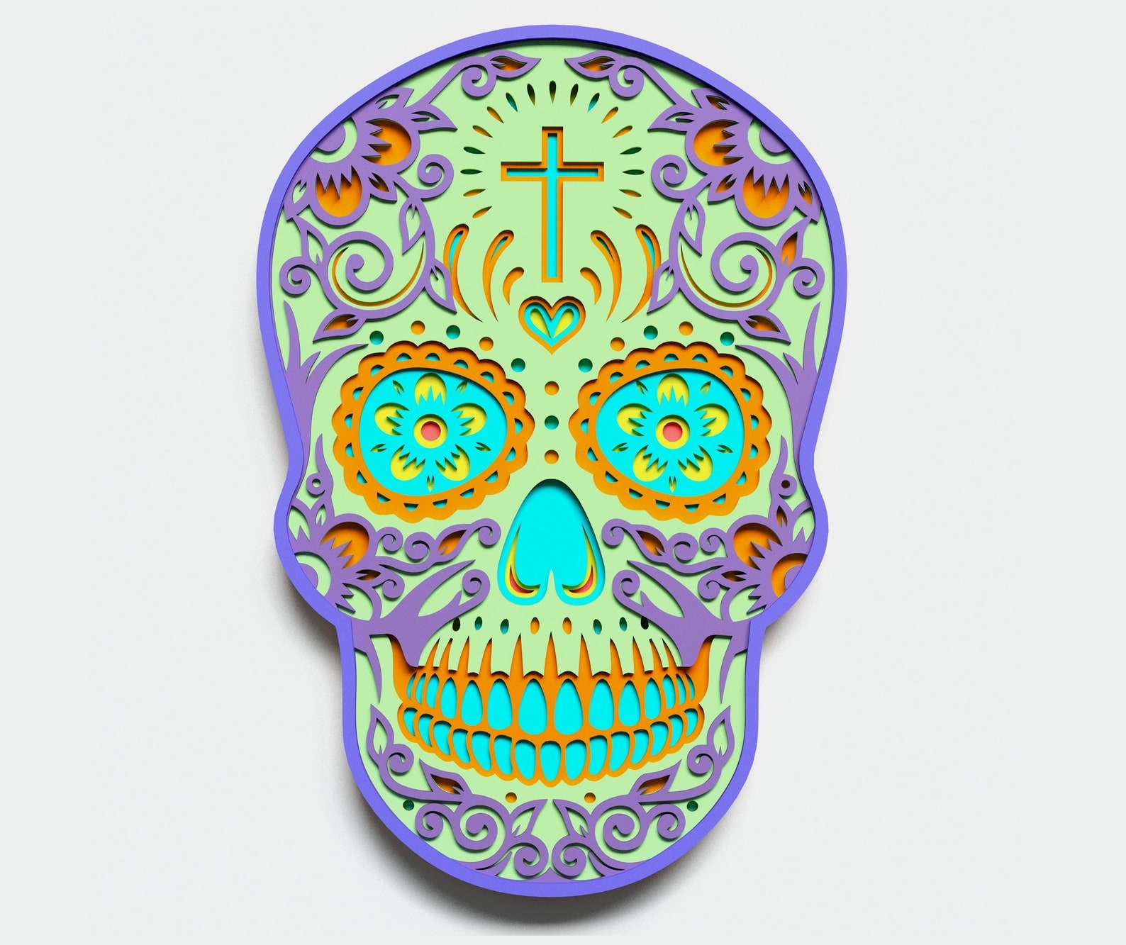 Download Multilayer Sugar Skull Mandala S1 DXF SVG Vector Mexican ...
