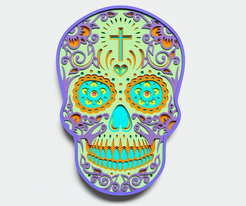 Download Multilayer Sugar Skull Mandala S1 DXF SVG Vector Mexican ...