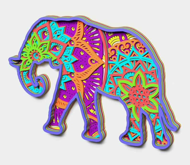 Download Multilayer Elephant Mandala svg DXF SVG CDR Vector Mandala ...