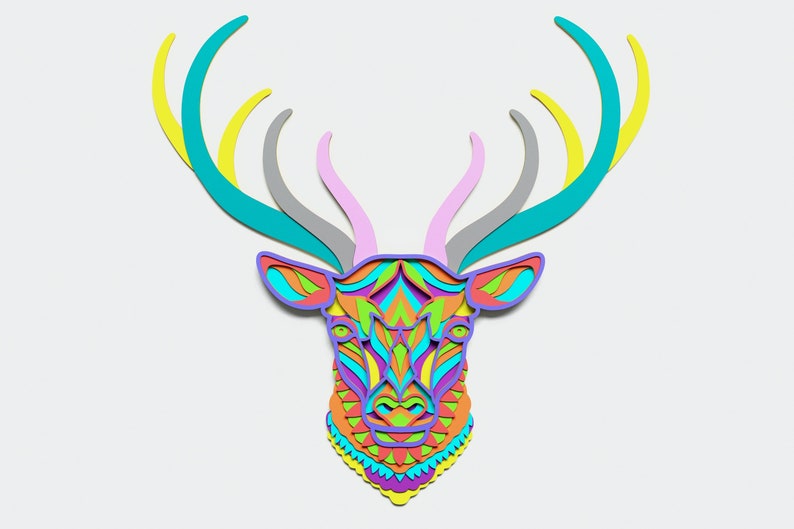 Download Multilayer Deer Mandala DXF SVG CDR Vector Mandala file ...