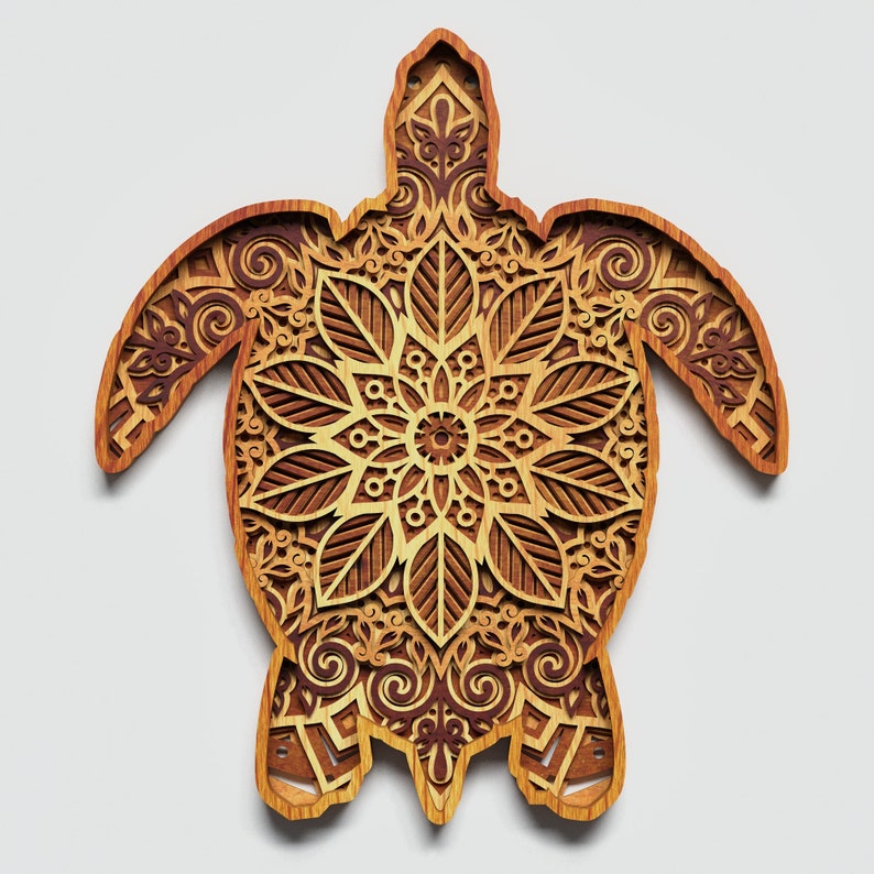 Download 3D Mandala Turtle Svg - Layered SVG Cut File