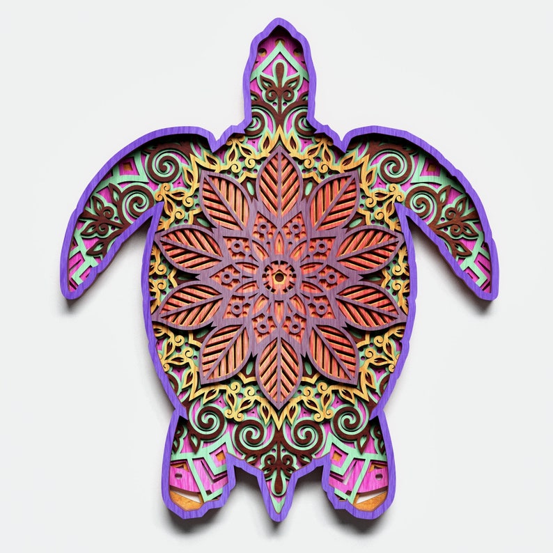 Download 3D Mandala Turtle Svg - Layered SVG Cut File