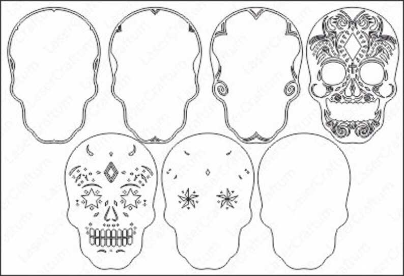 Download Multilayer Sugar Skull Mandala S6 DXF SVG Vector Mexican ...