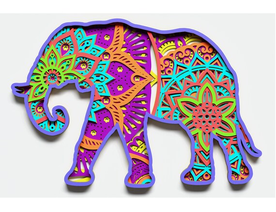 Download Multilayer Elephant Mandala Svg Dxf Svg Cdr Vector Mandala Etsy SVG, PNG, EPS, DXF File