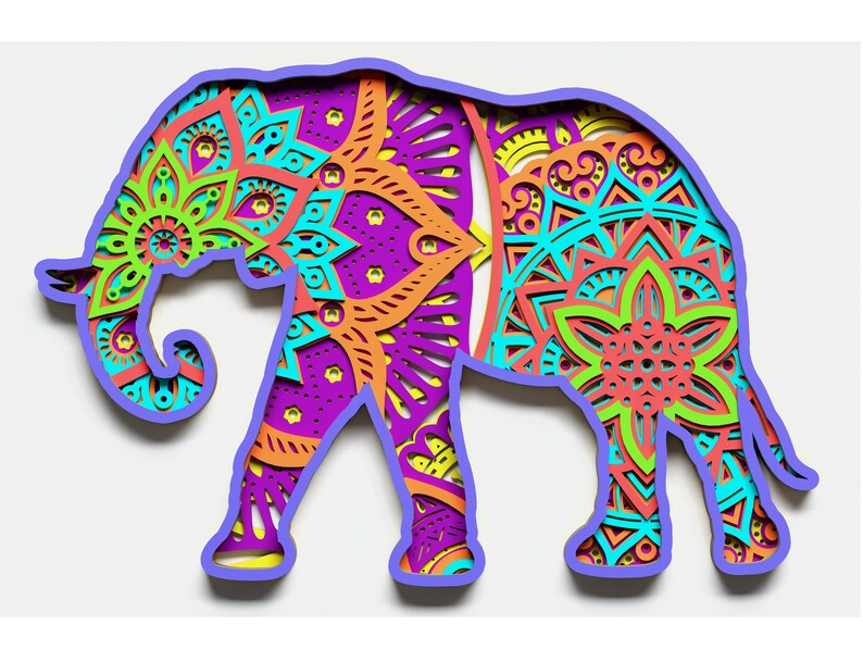 Download Multilayer Elephant Mandala svg DXF SVG CDR Vector Mandala ...