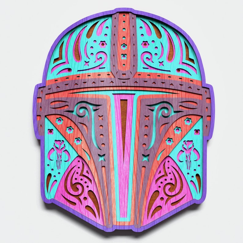 Download Multilayer Star Wars Helmet Mandala DXF SVG Vector Star ...