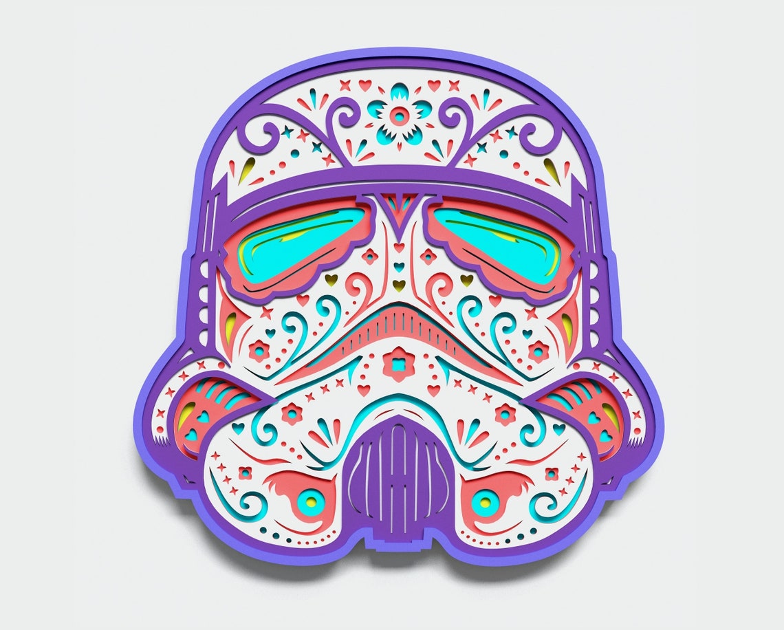 Download Multilayer Storm trooper Mandala DXF SVG Vector Star Wars ...