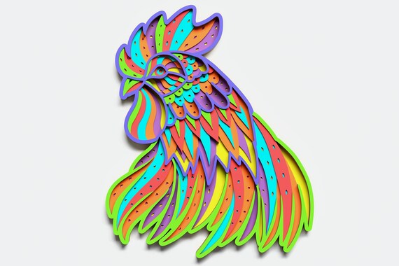 Download Multilayer Rooster Mandala Svg Vector Mandala File For Laser Etsy
