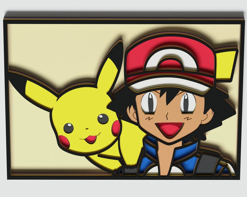 Download Multilayer Ash and Pikachu Mandala DXF SVG Layered Satoshi ...