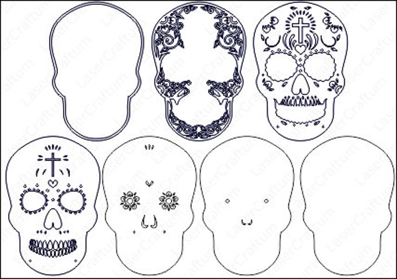 Download Multilayer Sugar Skull Mandala S1 DXF SVG Vector Mexican ...