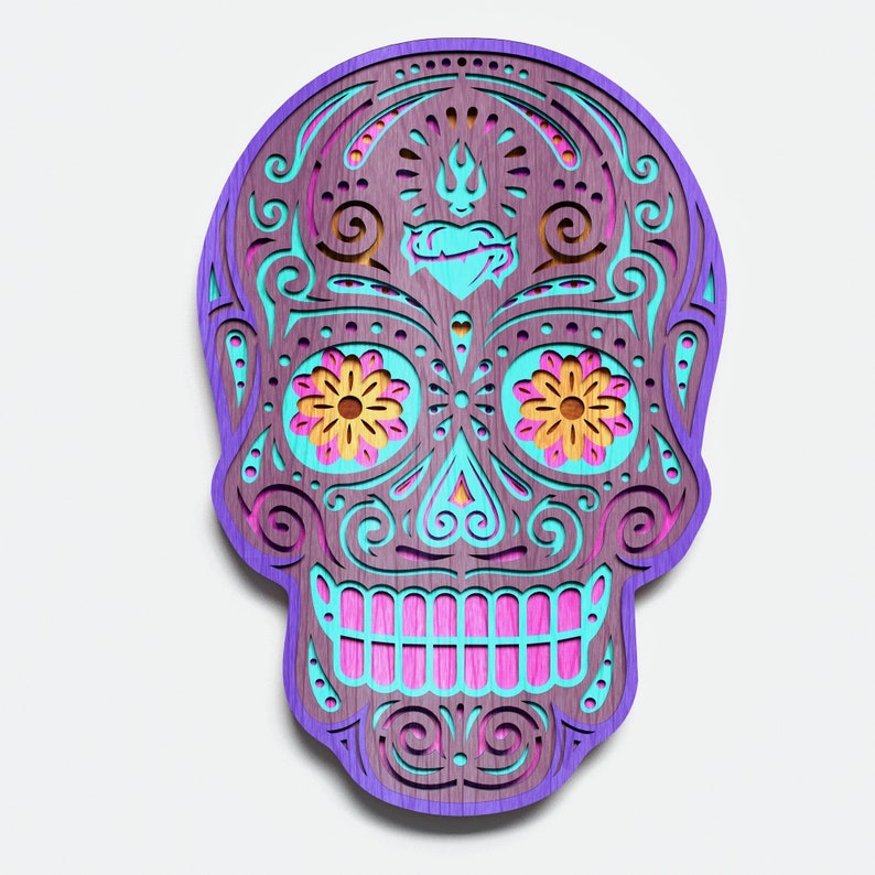 Download Multilayer Sugar Skull Mandala S4 DXF SVG Vector Mexican ...