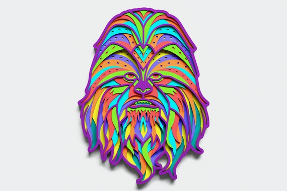 Download Multilayer Chewbacca Mandala Dxf Svg Vector Star Wars Etsy