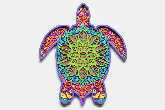 Download Multilayer Turtle Mandala Svg Dxf Svg Cdr Vector Mandala Etsy