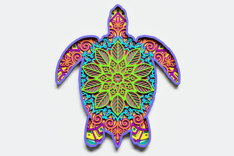 Download 3D Mandala Turtle Svg - Layered SVG Cut File