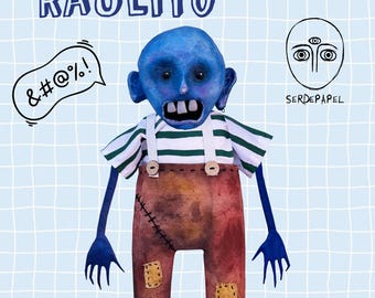 Raulito printable articulated paper doll. Digital download A4 - Handmade jointed