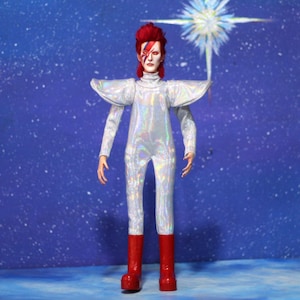 David Bowie Art Doll – Aladdin Sane / Ziggy Stardust – One of a Kind Collectible Figure image 1