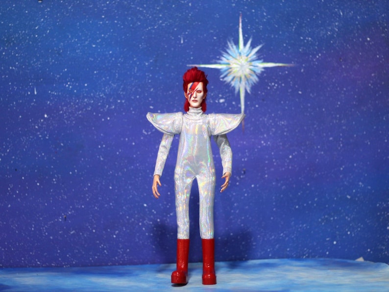 David Bowie Art Doll – Aladdin Sane / Ziggy Stardust – One of a Kind Collectible Figure image 1