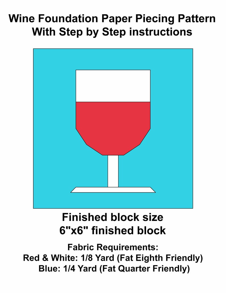 Wine Foundation Paper Piecing Pattern FPP Etsy