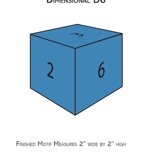 Può includere: Un modello di patchwork di carta blu per un cubo tridimensionale con i numeri 2, 3 e 6 sui lati. Il motivo finito misura 5 cm di larghezza per 5 cm di altezza.