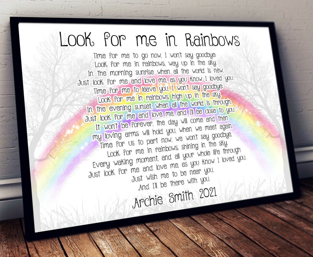 Look for Me in Rainbows Personalised Memorial Print Verse Poem Etsy UK Look for Me in Rainbows Personalised Memorial Print Verse Poem Etsy UK
