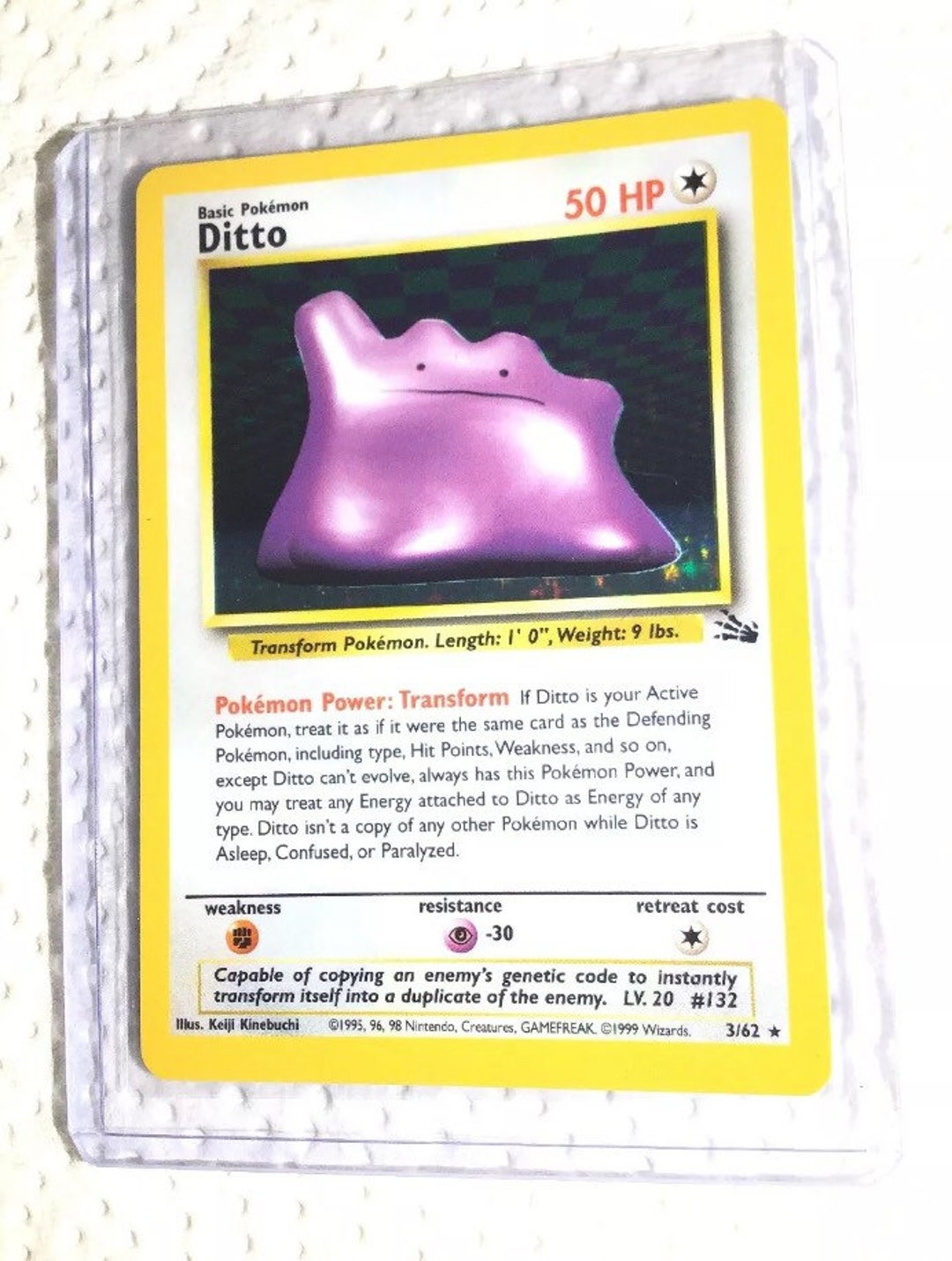 DITTO 3/62 Fossil Set Holo Pokemon Card Exc / Near 