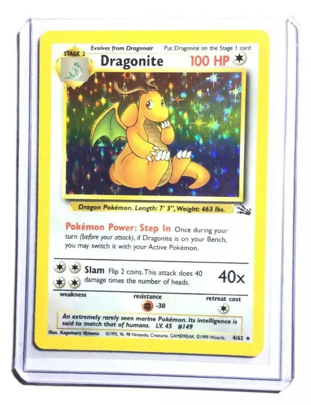 DRAGONITE - 4/62 - Fossil Set - Holo - Pokemon Card - Exc DRAGONITE - 4/62 - Fossil Set - Holo - Pokemon Card - Exc
