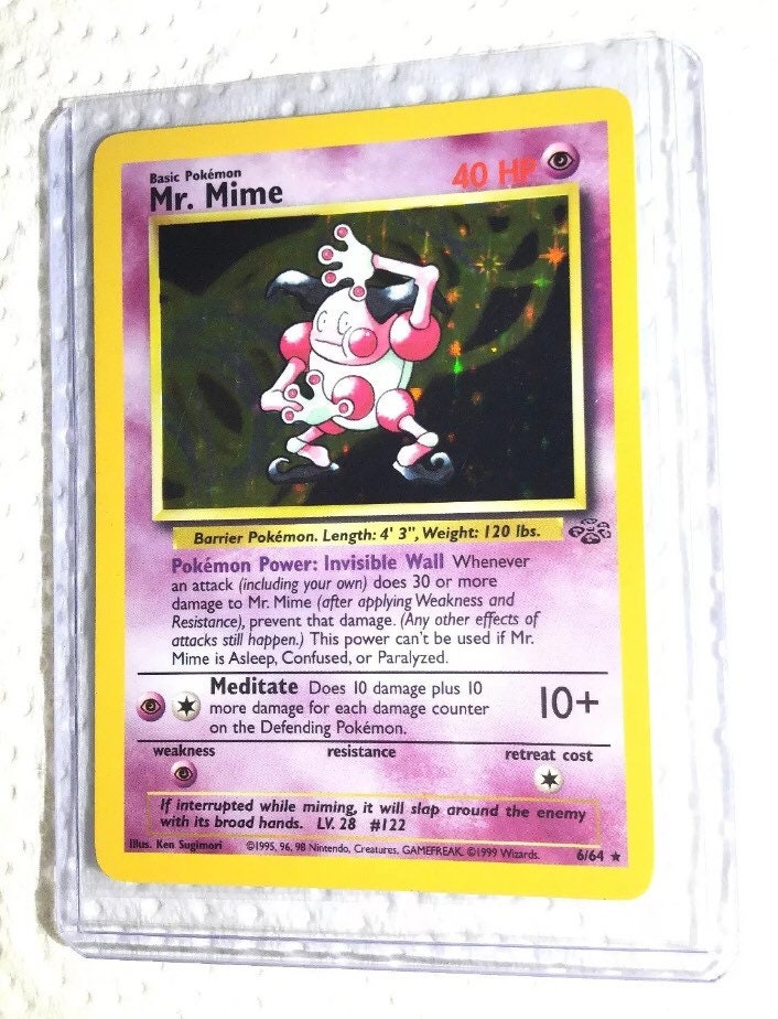 Mr Mime Pokemon Card 1st Edition Jungle Base Set Holo 6/64