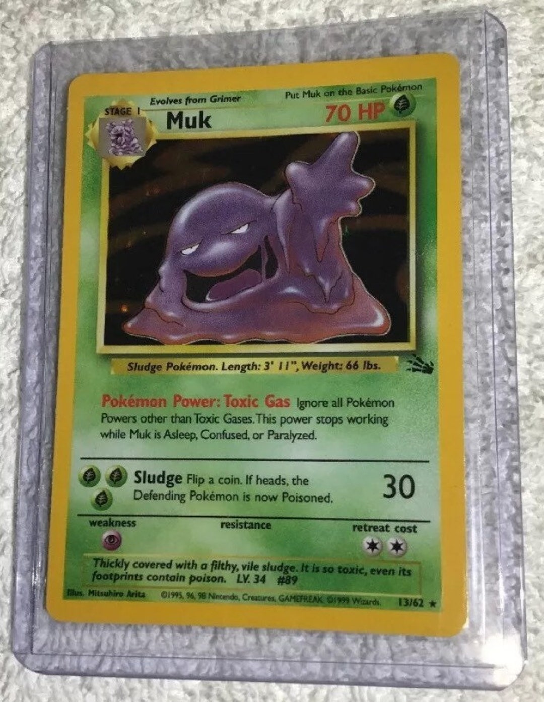 thumbnail image 2 of Muk 28/62 Fossil Set Pokémon Card – Non-Holo, Rare, Near Mint – Fast & Free Shipping 2 of 4