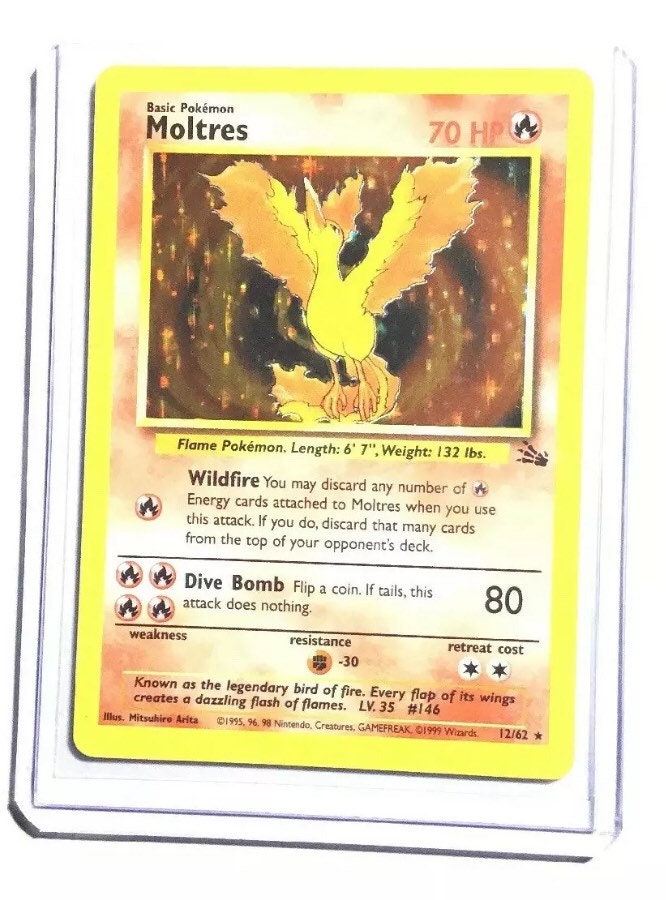 MOLTRES 12/62 Fossil Set Holo Pokemon Card Exc / 