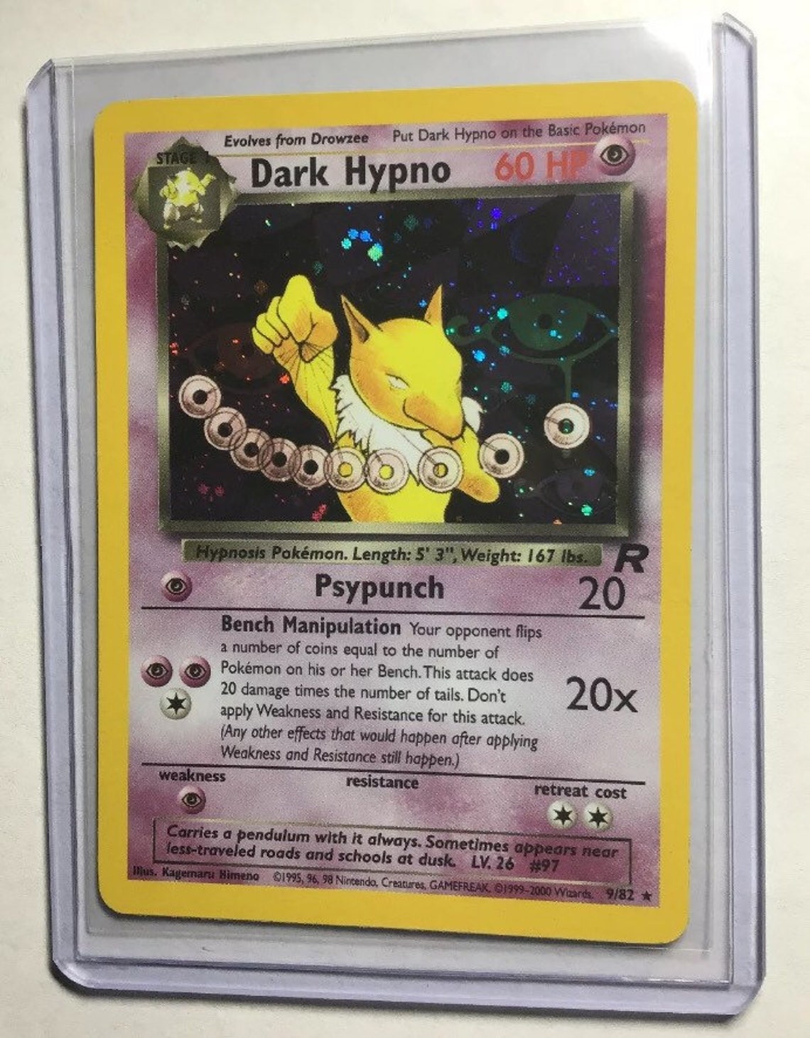 DARK HYPNO 9/82 Team Rocket Set Holo Pokemon Card Etsy
