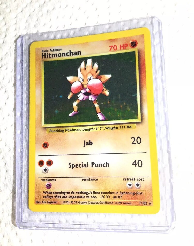 HITMONCHAN - 7/102 - Base Set - Holo - Pokemon Card - Exc / Near Mint -  Vintage